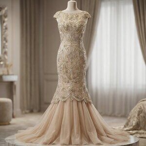 👑Luxury Glamour Designer Couture Wedding Evening Runway Prom Pageant Gown Dress